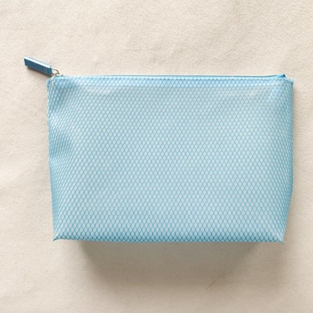 Ulta Beauty Blue Semi-Clear Cosmetic Bag Silver Hardware Makeup Pouch NWOT